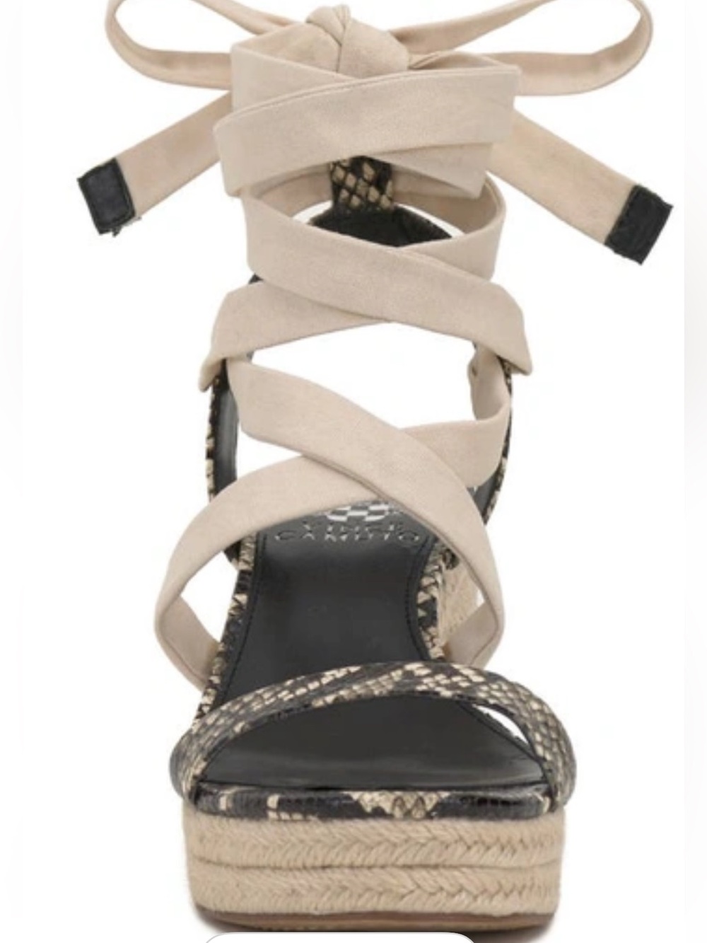 VinceCamino Roreka Wraparound Tie Espadrille Sandal In Warm Vanilla:Size 7.5